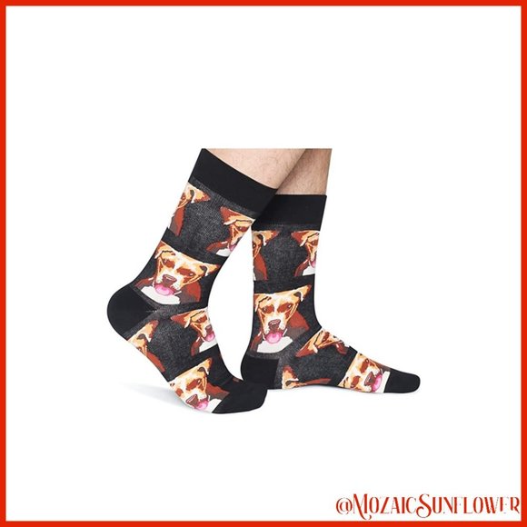 Staffordshire Terrier American Pitt Bull Terrier Black Dress Socks Unisex NWT - Picture 2 of 3